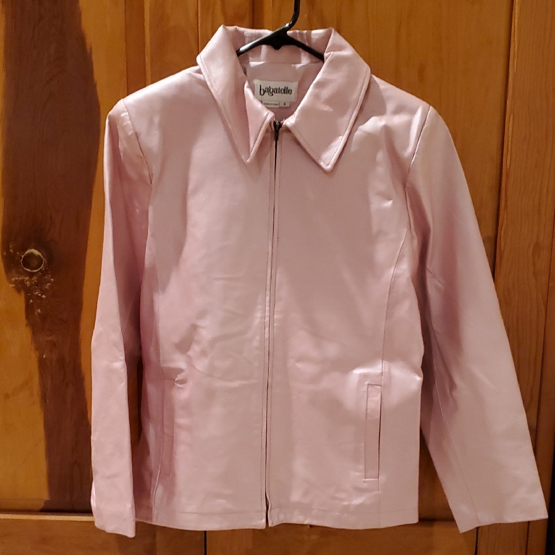 Bagatelle Women's Pink Leather Jacket Small Pearlescent Pink
